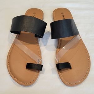 Falls Creek Flat Sandal, Black and Tan, Size 10